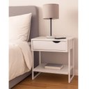 Ver imagem 1 de Mesa Cabeceira Branca Lateral Quarto Apoio Mdf Nicho Gaveta