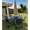 Ver imagem 3 de Conjunto de Mesa Giratória 6 Cadeiras e Guarda Sol para Piscina e Jardim