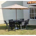 Ver imagem 2 de Conjunto de Mesa Giratória 6 Cadeiras e Guarda Sol para Piscina e Jardim