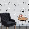 Papel de Parede adesivo fundo Cinza Pássaros passarinho - 1