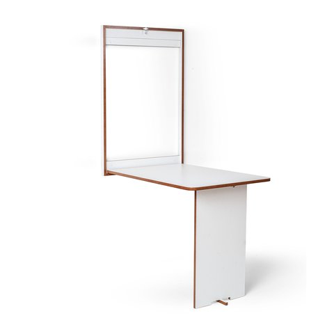 Mesa de Parede Retrátil Compacta Cozinha Apartamento Loft Branca