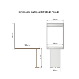 Mesa de Parede Retrátil Compacta Cozinha Apartamento Loft Branca - 9