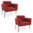 Ver imagem 2 de Poltrona Sala Decorativa Kit 2 Elisa Pé Aço Lateral Preto Veludo Marsala D03 - D’Rossi