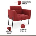 Ver imagem 3 de Poltrona Sala Decorativa Kit 2 Elisa Pé Aço Lateral Preto Veludo Marsala D03 - D’Rossi