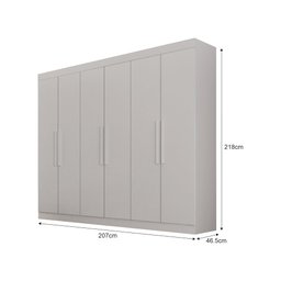 Guarda Roupa Casal 6 Portas 4 Gavetas Canadá S/ Espelho com Pés - Leifer Móveis Branco - 2