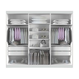 Guarda Roupa Casal 6 Portas 4 Gavetas Canadá S/ Espelho com Pés - Leifer Móveis Branco - 3