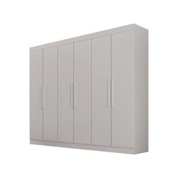 Guarda Roupa Casal 6 Portas 4 Gavetas Canadá S/ Espelho com Pés - Leifer Móveis Branco - 1