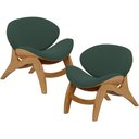 Ver imagem 1 de Kit 2 Poltronas Decorativa Orgânica Sala Living Kadosh L02 Suede Verde Musgo - Lyam Decor