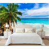 Papel De Parede Paisagem Mural Natureza Coqueiro Praia Sol - 1
