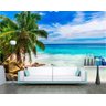 Papel De Parede Paisagem Mural Natureza Coqueiro Praia Sol - 2