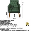 Ver imagem 2 de Cadeira Poltrona para Sala de Estar Decor Resistente Recepção Pés de Madeira Tecido Suede