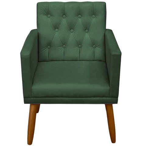 Cadeira Poltrona para Sala de Estar Decor Resistente Recepção Pés de Madeira Tecido Suede