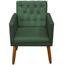 Ver imagem 1 de Cadeira Poltrona para Sala de Estar Decor Resistente Recepção Pés de Madeira Tecido Suede