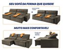 Ver imagem 4 de Sofá Retrátil Reclinável Supremo 2,10m Suede Velut Tabaco Molas no Assento - King House