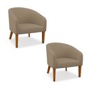 Ver imagem 2 de Poltrona Sala Decorativa Kit 2 Stella Pé Madeira Trapézio Castanho Suede D03 - D’Rossi