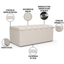 Ver imagem 4 de Calçadeira Recamier Baú Para Cama Box Solteiro Dália 100x50 Cm W01 Linho Cru - Lyam Decor
