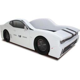 Cama Carro Chevy Solteiro Estofada com Rodas Embutidas - Cor Branca - 1