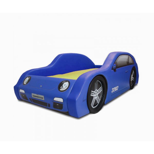 Cama Carro Fusca Solteiro Estofada com Rodas Embutidas - Cor Azul - 4