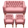 Jogo de Sofá Namoradeira + 02 Poltronas para Escritorio Recepção Grecia - Suede Rose - 1