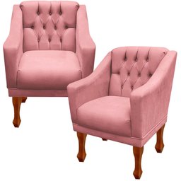 Jogo de Sofá Namoradeira + 02 Poltronas para Escritorio Recepção Grecia - Suede Rose - 5