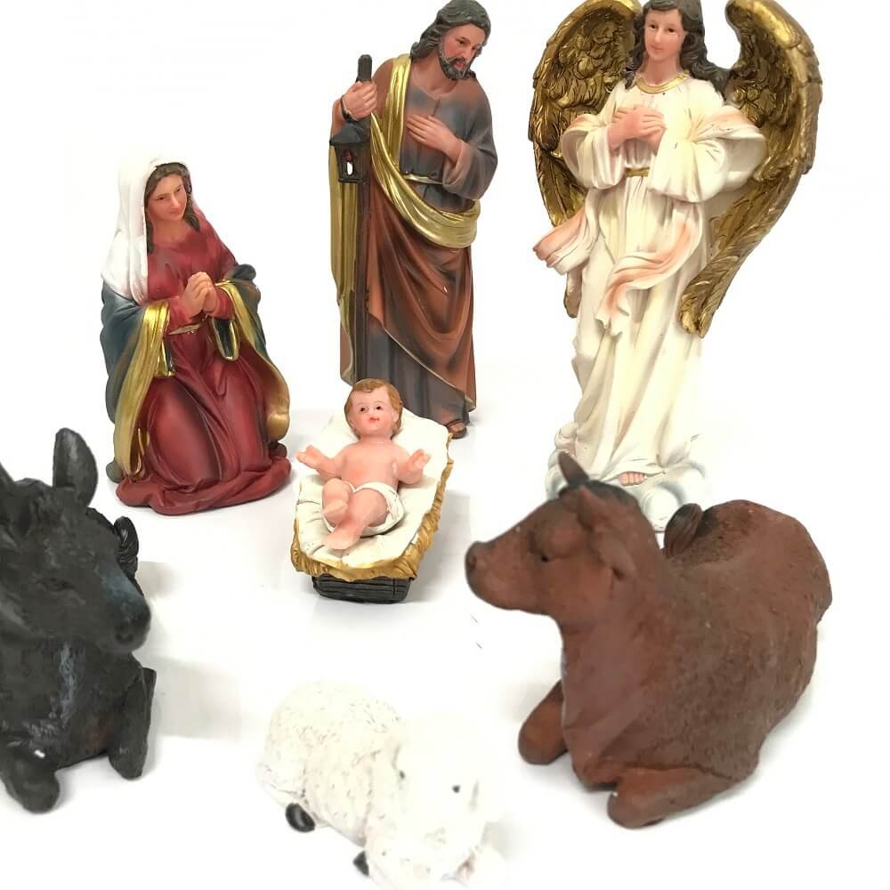 Presépio de Natal Sagrada Família com Anjo Resina 7 Peças - 4