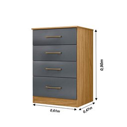 Cômoda Ms913 61cm 4 Gavetas Linha Cômoda Freijó Cinza Moval - 2