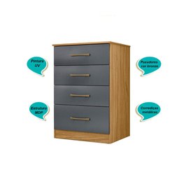 Cômoda Ms913 61cm 4 Gavetas Linha Cômoda Freijó Cinza Moval - 4