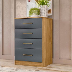 Cômoda Ms913 61cm 4 Gavetas Linha Cômoda Freijó Cinza Moval