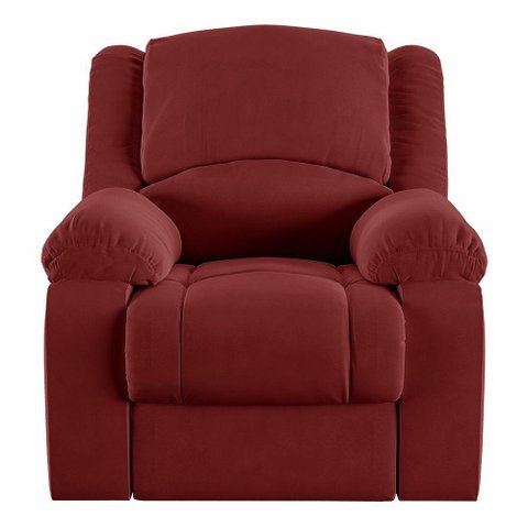 Poltrona do Papai Reclinável Sala de Cinema Barcelona Manual Veludo Vermelho