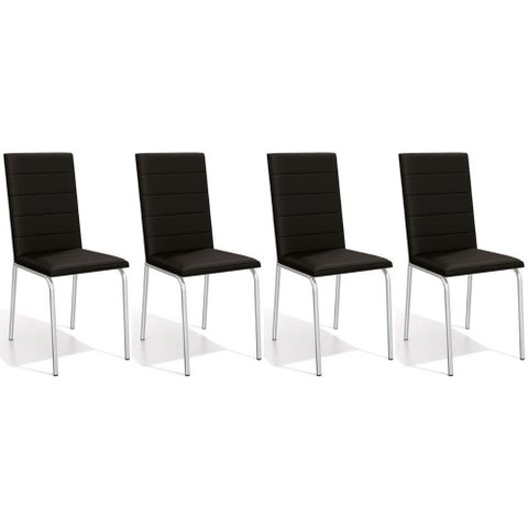 Cadeira Sala de Jantar Amsterdã C091 Kit 4 Un Cromada - Assento Preto 110 - Kappesberg