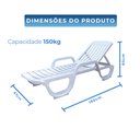Ver imagem 5 de Kit 02 Espreguiçadeira Piscina de Plástico Pitangui Branca com Rodas