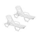 Ver imagem 1 de Kit 02 Espreguiçadeira Piscina de Plástico Pitangui Branca com Rodas