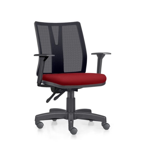 Cadeira Addit Ergonômica - 4124 Nr17 da ABNT com regulagem de Braço (Tecido Crepe cor: Vermelho) - 1