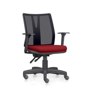 Cadeira Addit Ergonômica - 4124 Nr17 da Abnt com Regulagem de Braço (tecido Crepe Cor: Vermelho)