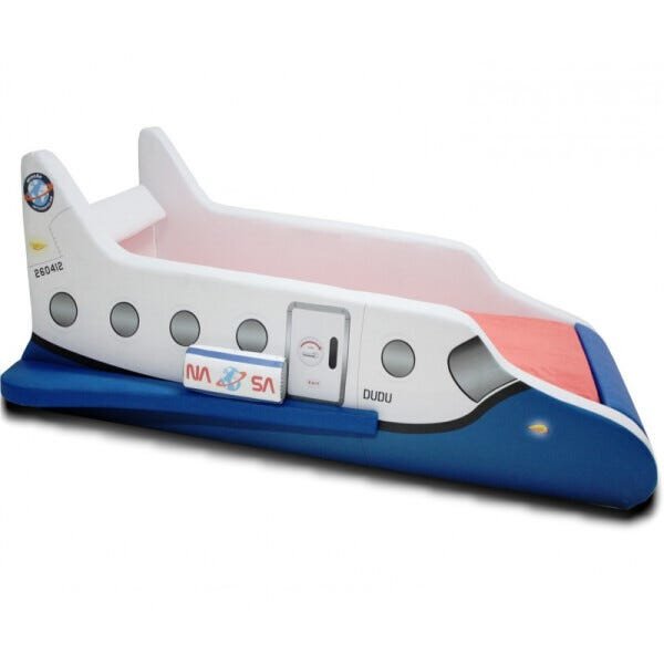Cama Infantil Foguete com Asas e Impressão Digital - Cor Azul