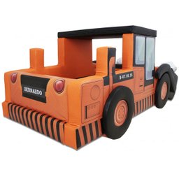 Cama Infantil Escavadeira com Baú Totalmente Estofada - Cor Laranja - 3