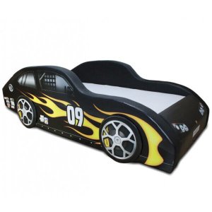 Cama Carro Hot Solteiro Estofada - Cor Preta