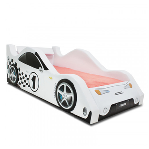 Cama Carro Solteiro Xr4 Estofada com Aerofólio Traseiro - Cor Branca