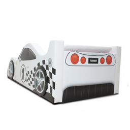 Cama Carro Solteiro Xr4 Estofada com Aerofólio Traseiro - Cor Branca - 3