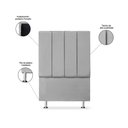 Ver imagem 4 de Cabeceira Estofada Cama Box Carla Linha Premium Cor:Cinza;Tamanho:Solteiro 90 cm