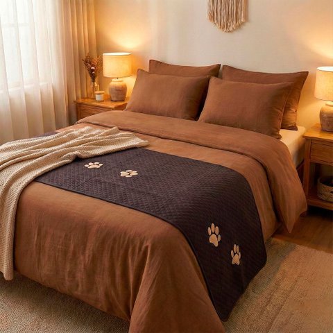 Peseira Cama Casal Padrão Impermeável para Pet: Marrom