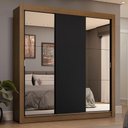 Ver imagem 1 de Guarda-roupa Casal 3 Portas de Correr com Espelhos 4 Gavetas Rustic/preto Sublime Plus Madesa