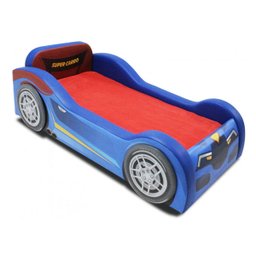 Cama Super Baby Mini estofada com rodas sobrepostas - cor azul - 3