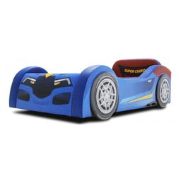 Cama Super Baby Mini estofada com rodas sobrepostas - cor azul - 2
