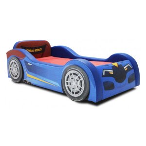Cama Super Baby Mini estofada com rodas sobrepostas - cor azul