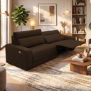 Ver imagem 3 de Sofá 4 Lugares Rettrátil Reclinável Elétrico 284cm Mazi L06 Couro Marrom - Lyam Decor