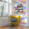 Adesivo parede decoração pintura colorida pincel aquarela - 1