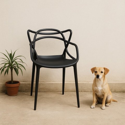 Cadeiras Allegra Preta Empilhável para Sala de Jantar , Cozinha e Varanda