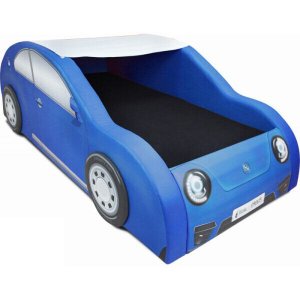 Cama Carro Beetle Boy Solteiro Estofada - Cor Azul