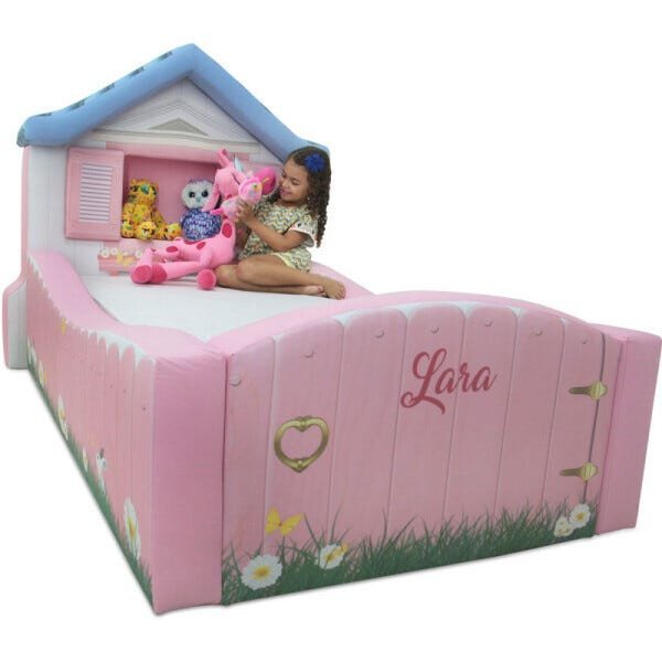 Cama Infantil Casinha Totalmente Estofada - Cor Rosa - 3